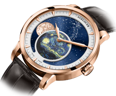 AGELOCER Original Astronomer oil painting steel strap men's luxury automatic moon phase watch