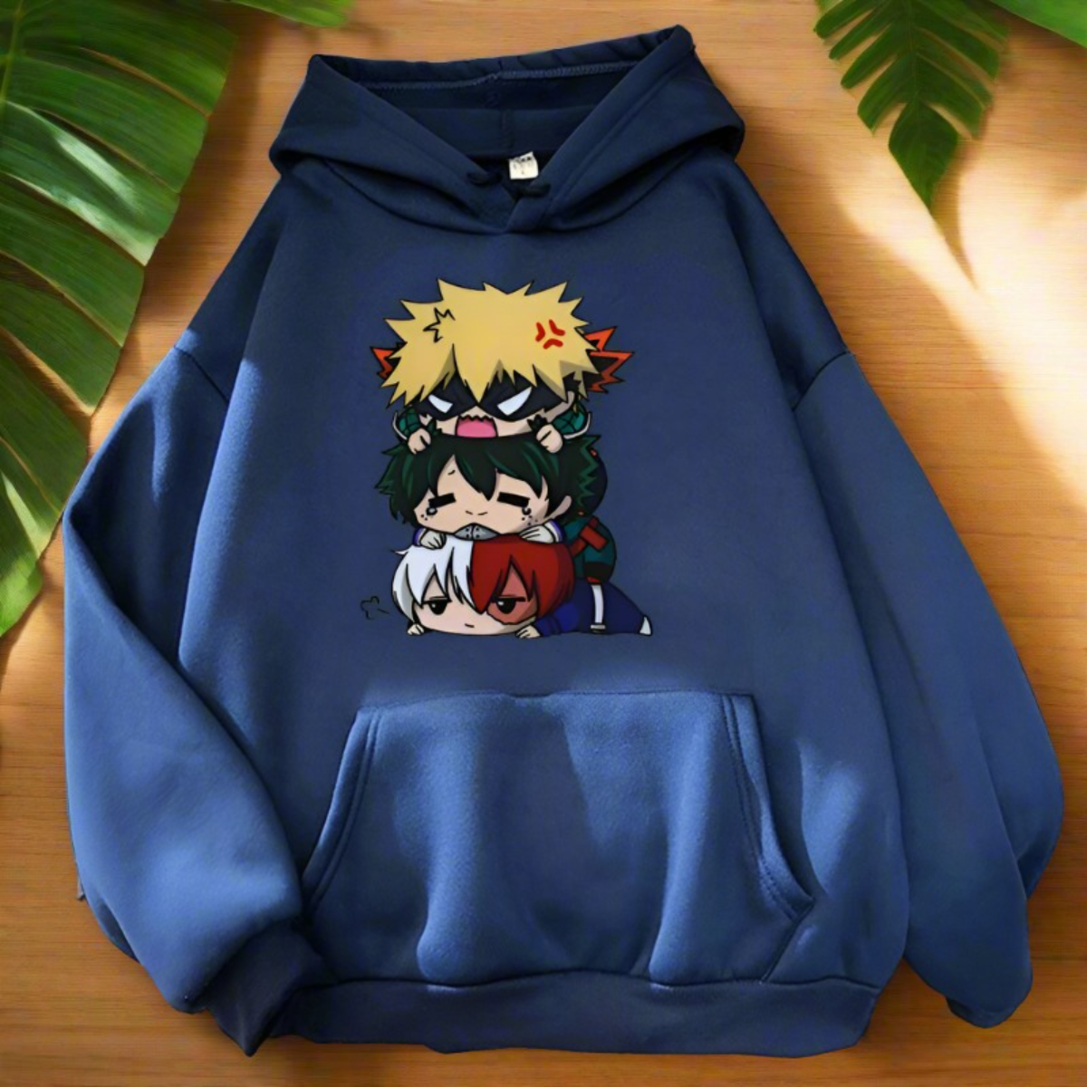 fashion girls, boys anime print hooded sweatshirt